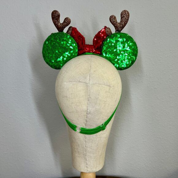 🎄 Frosty Forest Elastic Minnie Ears | Disney-Inspired Adjustable Christmas Ears - Picture 4 of 5